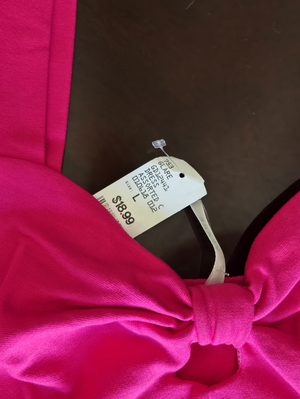 a'gaci Hot Pink Strapless Bow-Front Dress Size L